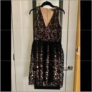 French Connection Black & Nude Lace Formal Dress